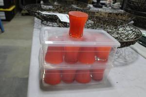 lot 325 image: Lot of (16) Glass Candleholder Orange 3Dx 3-12H (in 2 bins)