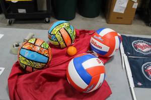 lot 342 image: Lot of (4) Vollyball  with Bag, Small Foam Ball