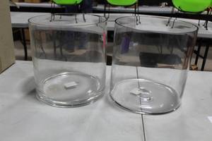 lot 379 image: Lot of (2) Glass Vase Clear 10Dx10H