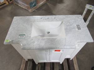 Home Decorators Collection Sassy 42 in. W x 22 in. D Vanity in White with Marble Vanity Top in White with White Sink Sassy 42