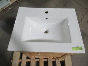Ari Kitchen And Bath Marina 24 in. Single Bath Vanity in Driftwood with Ceramic Vanity Top in White with Integrated Basin AKB-MARINA-24DW