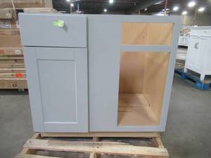 Hampton Bay Shaker Assembled 36x34.5x24 in. Blind Base Corner Kitchen Cabinet in Dove Gray KBBC45-SDV