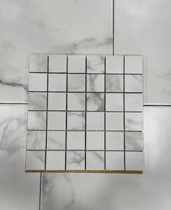 lot 145 image: 20 Sheets Sichenia Marmo-Pietra Calcutta 2 x 2 Italian Porcelain Mosaic Tile