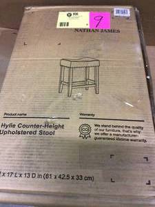 Hylie 24 in. Gray Fabric Cushion Dark Brown Finish Nailhead Wood Pub-Height Counter Bar Stool Customer Returns See Pictures&nbsp