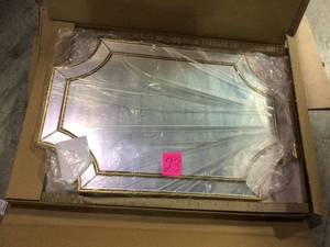 Medium Ornate Gold Beveled Glass Classic Accent Mirror (24 in. H x 35 in. W) Customer Returns See Pictures&nbsp