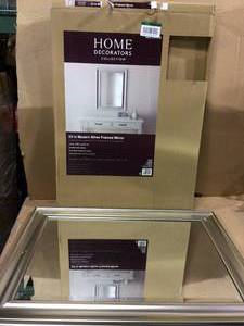 HOME DECORATORS 23 IN MODERN SILVER FRAMED MIRROR Customer Returns See Pictures&nbsp