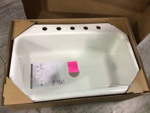 Manhattan Drop-In Acrylic 33 in. 5-Hole Single Bowl Kitchen Sink in White Customer Returns See Pictures&nbsp