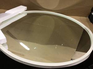 30 in. x 30 in. Rubber Framed Round Single Mirror in White by better bevel Customer Returns See Pictures&nbsp