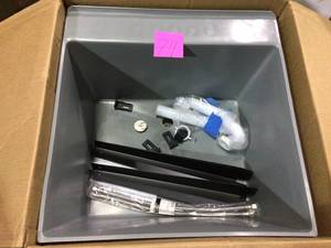 22.875 in. x 23.5 in. Grey 19 gal. Thermoplastic Utility Sink Kit with Black Metal Legs, P-Trap and Supply Lines Customer Returns See Pictures&nbsp