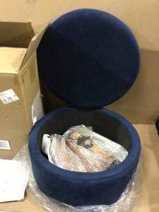 16 in. Blue Velour Round Storage Ottoman Customer Returns See Pictures Customer Returns See Pictures&nbsp