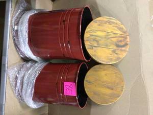 Metal Storage Accent Table or Stool with Solid Wood Lid(Set of 2) Customer Returns See Pictures&nbsp