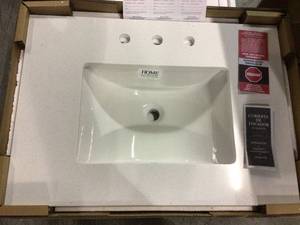 31 in. W x 22 in. D Engineered Marble Vanity Top in Snowstorm with White Single Trough Sink Customer Returns See Pictures&nbsp