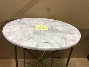 Round Accent Table With Gold Finish Wire Base And Natural Marble Top Customer Returns See Pictures&nbsp