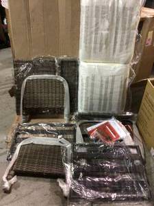 Windsor Brown Wicker Outdoor Patio Ottoman with CushionGuard Putty Tan Cushions (2-Pack) Customer Returns See Pictures&nbsp