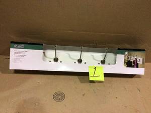 lot 1 image: 27 in. White and Satin Nickel Tri-Hook Rack by Liberty Customer Returns See Pictures 