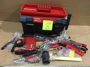 lot 8 image: Home Tool Kit with Tool Box (170-Piece) by Apollo Customer Returns See Pictures 