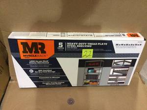 lot 22 image: Silver 5-Tier Steel Garage Storage Shelving Unit (36 in. W x 72 in. H x 18 in. D) by Muscle Rack Customer Returns See Pictures 