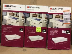 lot 24 image: Selectives 24 in. W x 5 in. H White Wood Drawer Kit for 25 in. Selectives Tower Customer Returns See Pictures 