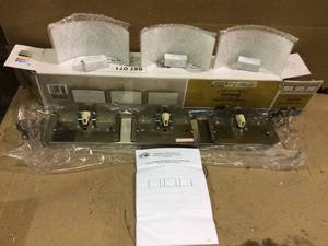 lot 55 image: Dakota 3-Light Satin Nickel Vanity Light with Frosted Glass Shades Customer Returns See Pictures 