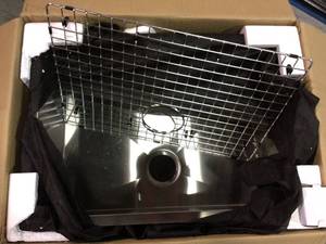lot 59 image: Tourner 27 in. x 19 in. Stainless Steel, Single Basin, Undermount Kitchen Sink Customer Returns See Pictures 