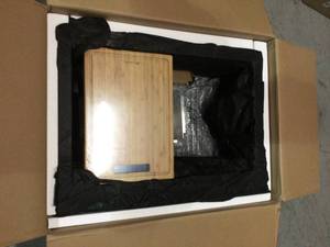 lot 102 image: All-in-One Apron-Front Farmhouse Stainless Steel 30 in. Single Bowl Workstation Sink with Accessory Kit by Glacier Bay Customer Returns See Pictures