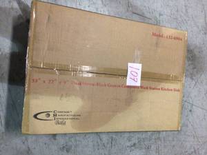 lot 107 image: Dual Mount Rustin Granite Workstation 33 in. 1-Hole Single Bowl Kitchen Sink in Black by CMI Customer Returns See Pictures