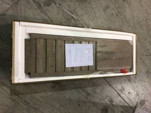 lot 108 image: Country 48 in. Gray Wash Standard Rectangle Wood Console Table with Drawers by Walker Edison Furniture Company Customer Returns See Pictures