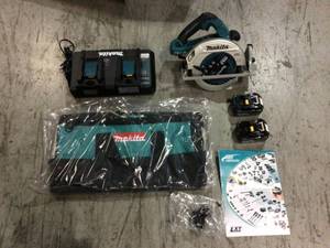 lot 109 image: 18-Volt X2 LXT Lithium-Ion (36-Volt) Brushless Cordless 7-14 in. Circular Saw Kit 5.0Ah by Makita Customer Returns See Pictures