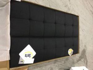 lot 110 image: Calgiri 66.1 in. Black Fabric 3-Seater Armless Convertible Tuxedo Sofa by Serta Customer Returns See Pictures