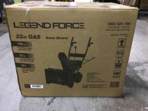 lot 115 image: 22 in. Two-Stage Gas Snow Blower with Recoil Start by Legend Force Customer Returns See Pictures