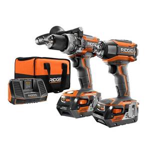 RIDGID GEN5X Brushless 18-Volt Compact Hammer DrillDriver and 3-Speed Impact Driver Combo Kit, R9205.
