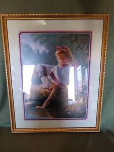 lot 44 image: Girl with Spaniel print