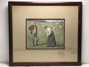 Vintage - Framed -&nbspCouple Golfing Print - A.B. Frost