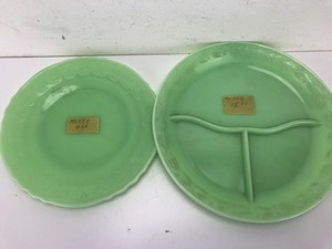 Vintage - Pair of Green Mckee Plates