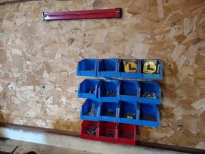lot 61 image: (15) Hanging Parts Bins with Wall B...