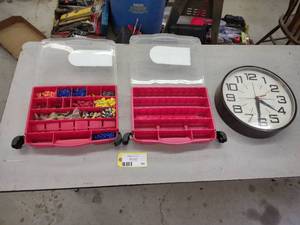 lot 308 image: (2) Parts Boxes & Clock...