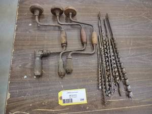 lot 398 image: (3) Hand Drills & Bits...