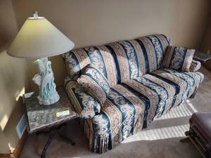 lot 473 image: Sofa, (2) Side Tables, & Lamp...