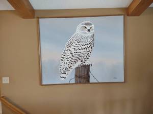lot 489 image: Owl Painting, 62x50...