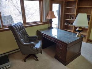 lot 558 image: Desk, Chair, & (2) Lamps...