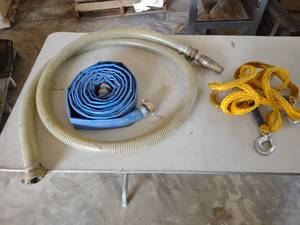 lot 598 image: (2) 1 14 Water Hoses & Tow Strap...