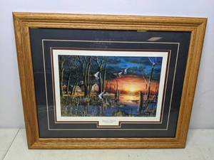 lot 785 image: Jim Hansel Framed & Matted Print Autumn Visitors
