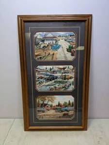 lot 788 image: Framed Trio of Nostalgic Americana Art Prints