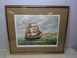 lot 789 image: Framed, Signed & Numbered Tall Ship Print