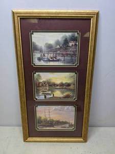 lot 792 image: Framed Sailboat Print Trio