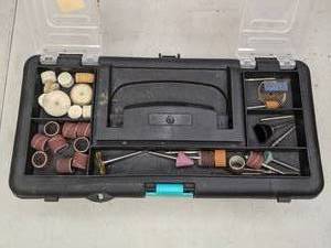 lot 759 image: Sanding Drill Bits, Sandpaper and Wire Wheel Brushes