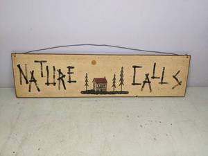 lot 786 image: Nature Calls Wood Sign