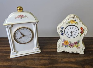 lot 504 image: Two Small Porcelain Mantel Clocks