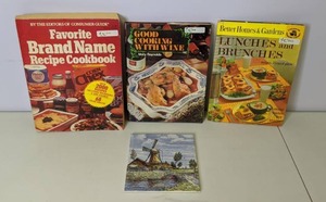 lot 515 image: Three Vintage Cookbooks and Trivet