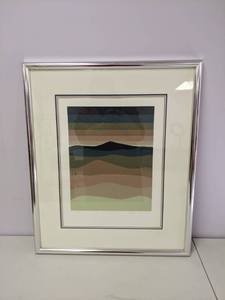 lot 535 image: Signed & Numbered Stylized Mountainscape Framed Art Print